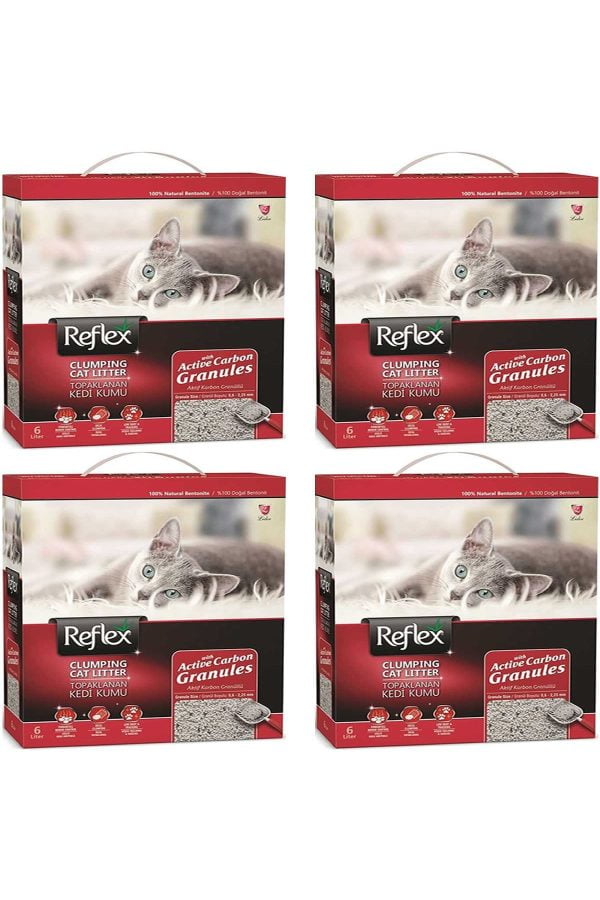 Reflex Granül Aktif Karbonlu Topaklanan Kedi Kumu 6 lt x 4 Adet