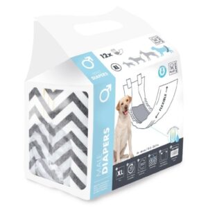 M-Pets Diapers Erkek Köpekler İçin Külot Bez 54-66cm XL (12'li)