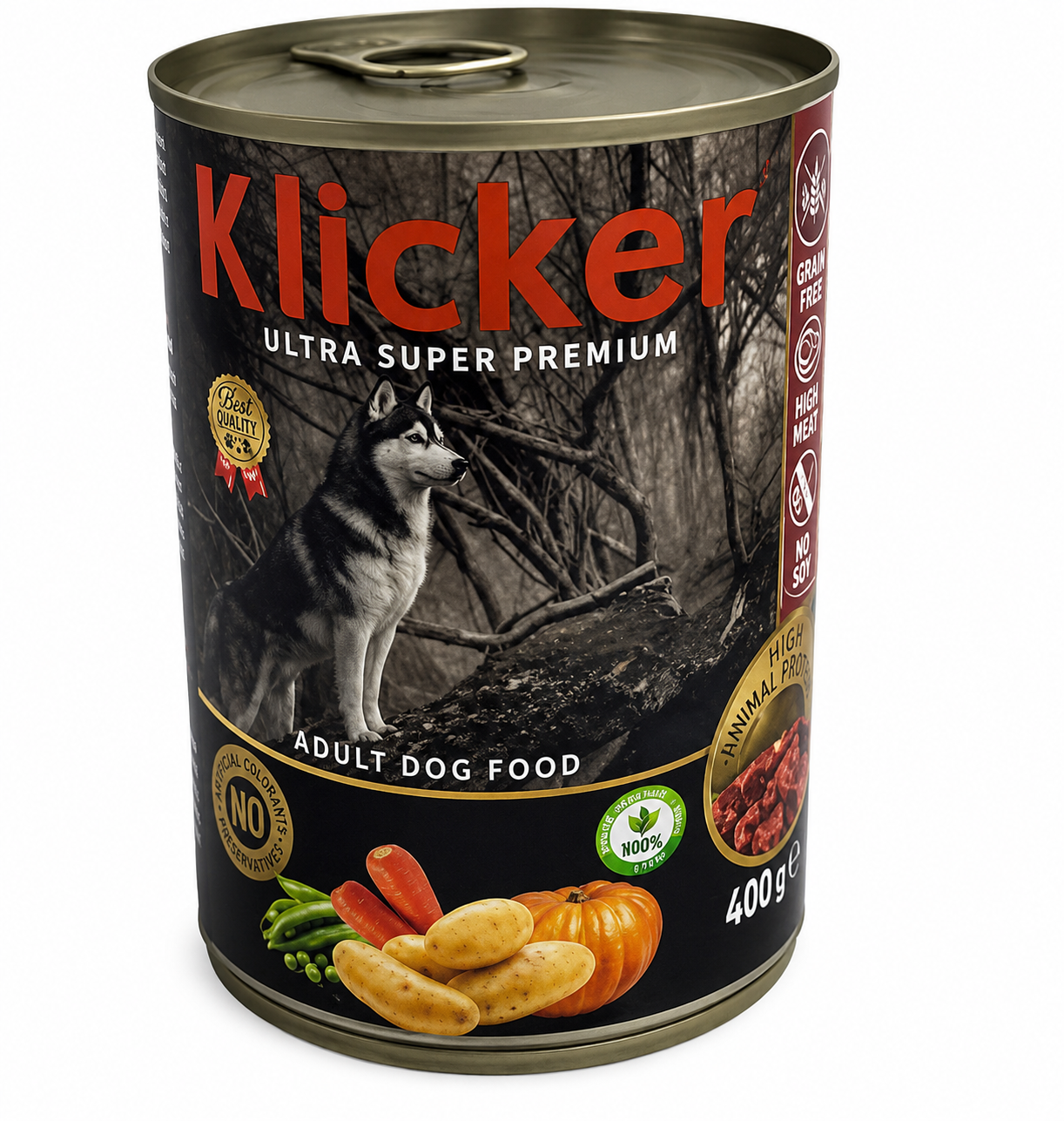 Klicker 12'li Biftekli Sebzeli Köpek Konservesi 400 gr