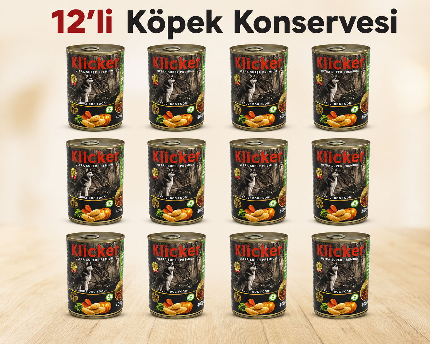 Klicker 12'Li Kuzulu Sebzeli Köpek Konservesi 400 gr