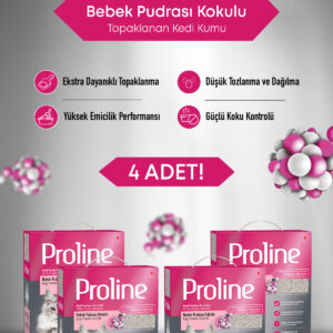 Proline Bebek Pudrası Kokulu Kedi Kumu 4X6Lt.