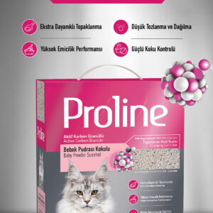 PROLİNE AKTİF KARBON GRANÜLLÜ BEBEK PUDRA KOKULU BENTONİT KEDİ KUMU 10 LT