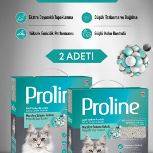 PROLİNE AKTİF KARBON GRANÜLLÜ MARSİLYA SABUN KOKULU BENTONİT KEDİ KUMU 2X10 LT
