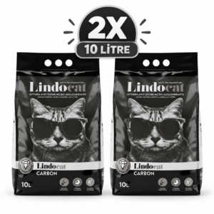 Lindocat Carbon Ekstra Güçlü Topaklanan Beyaz Bentonit Kedi Kumu 2 Adet10lt