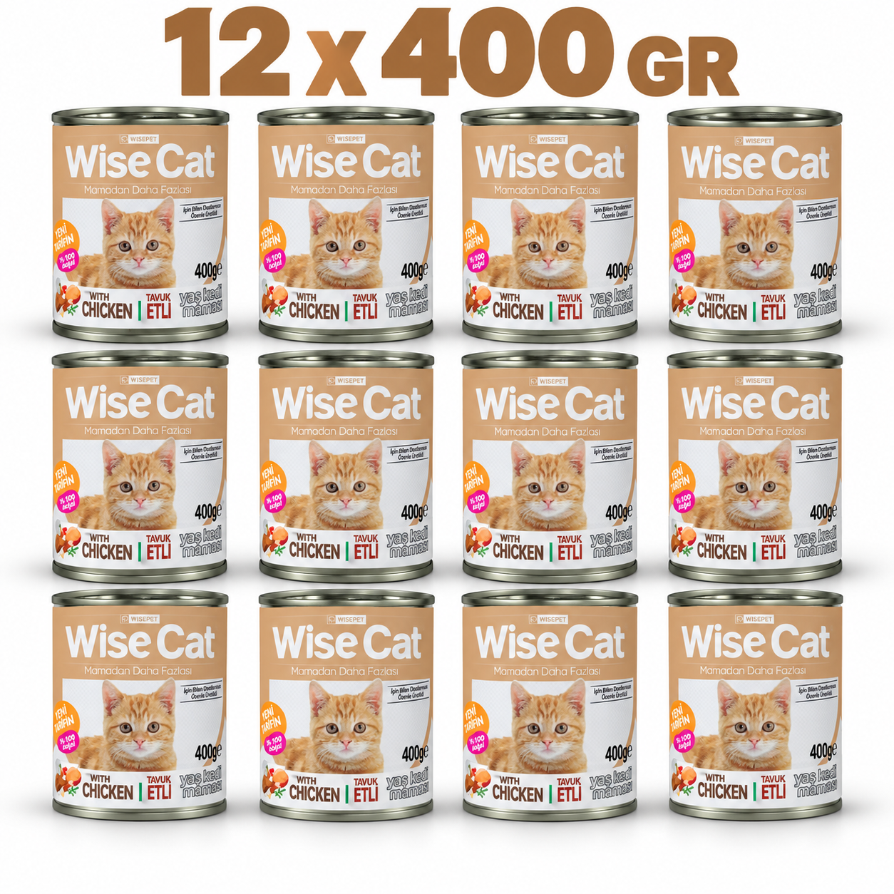 Wise Cat Tavuklu Yavru Kedi Konserve Maması 400 Gr 12 Adet