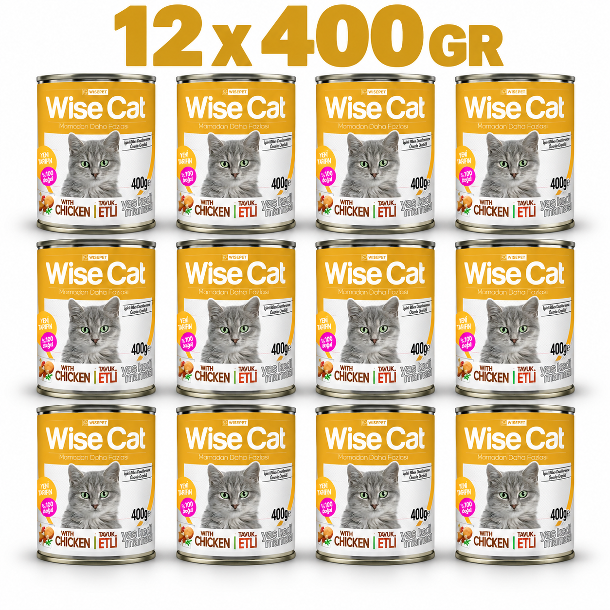 Wise Cat Tavuklu Yetişkin Kedi Konservesi 400 Gr x 12 Adet