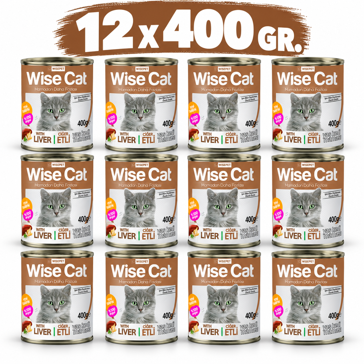 Wise Cat Ciğerli Yetişkin Kedi Konservesi 400 Gr x 12 Adet