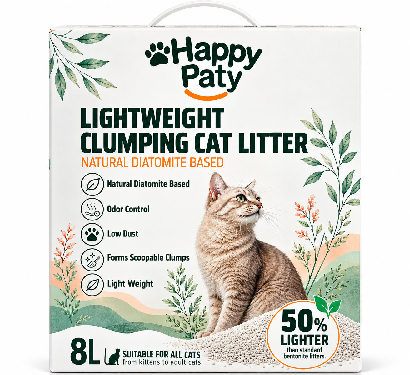 Happy Paty Lightweight Diatomit Kedi Kumu 8 Litre