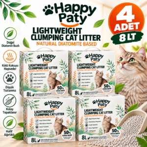 Happy Paty Lightweight Diatomit Kedi Kumu 8 Litre 4 Adet