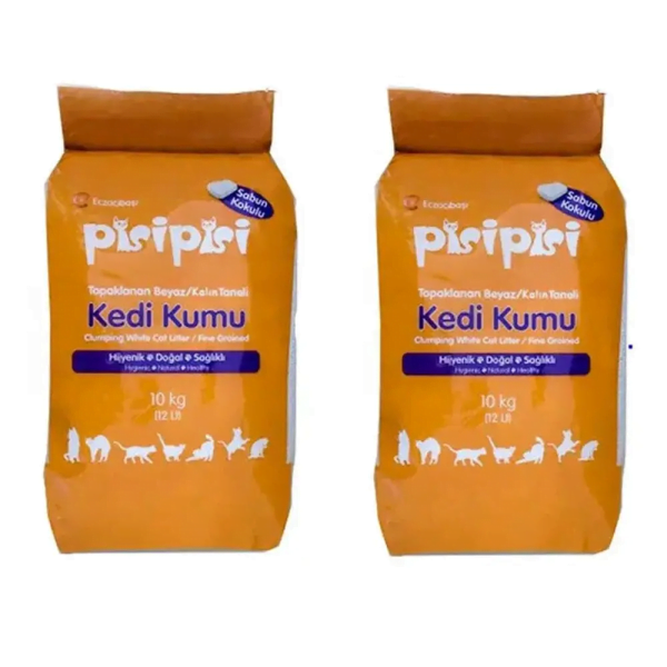 PisiPisi Sabun Kokulu Kalın Taneli Kedi Kumu 2 x 10 KG