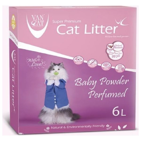 Vancat W180 Bebek Pudrası Kokulu Bentonit Kedi Kumu 6 L