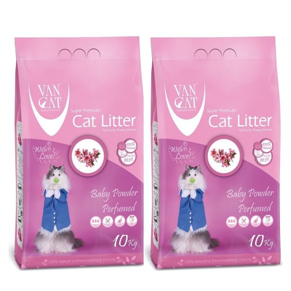 Vancat Bebek Pudralı İnce Taneli Topaklaşan Kedi Kumu 2 x 10 KG