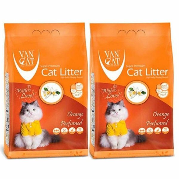 VanCat Portakal Kokulu Topaklaşan İnce Taneli Bentonit Kedi Kumu 2 x 10 KG