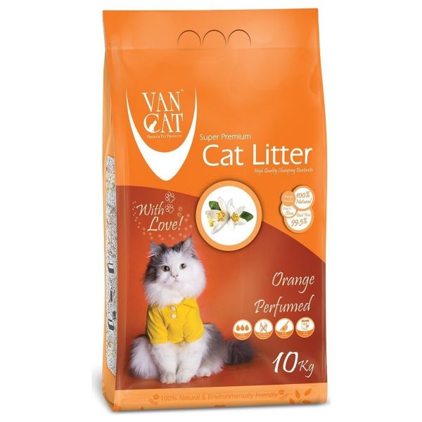 Vancat Portakal Kokulu İnce Taneli Bentonit Kedi Kumu 10 KG
