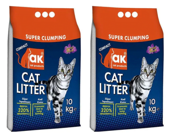 Akkum Lavanta Kokulu Kalın Taneli Topaklaşan Kedi Kumu 2 x 10 KG