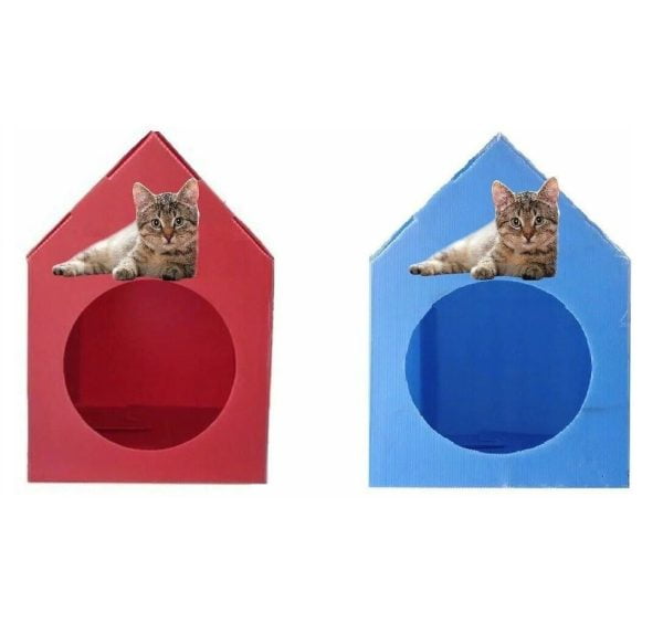 Maskot Plastik Su Geçirmez Kedi Evi 35 x 45 x 51 CM 2’li Kedi Klübesi Çok Renkli