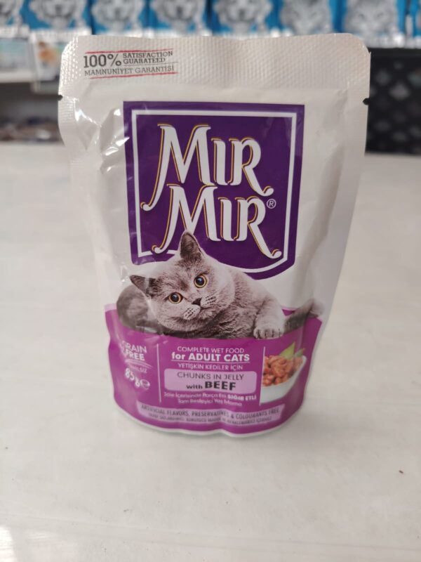 MIR MIR JÖLE İÇERİSİNDE PARÇA ETLİ SIĞIR ETLİ 85GR GR YAŞ MAMA (24 ADET)