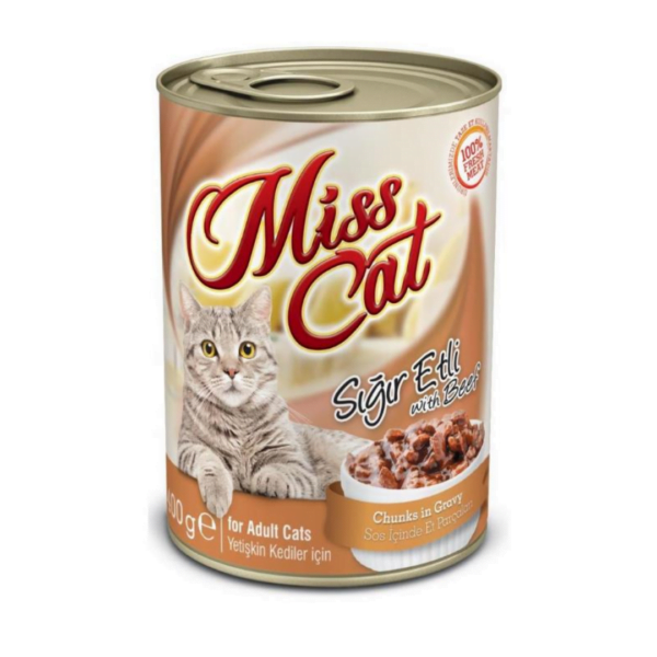 Miss Cat Sos İçinde Sığır Eti Parçalı Kedi Konserve