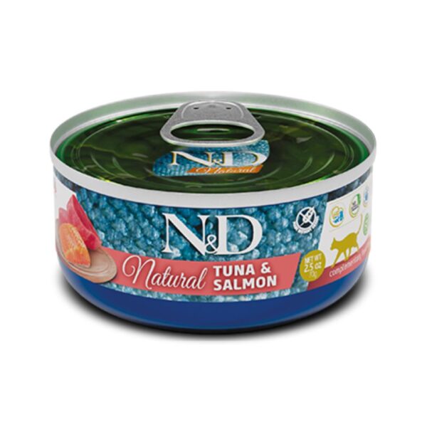 N&D Natural Ton Balıklı ve Somonlu Yetişkin Kedi Konservesi 70 gr