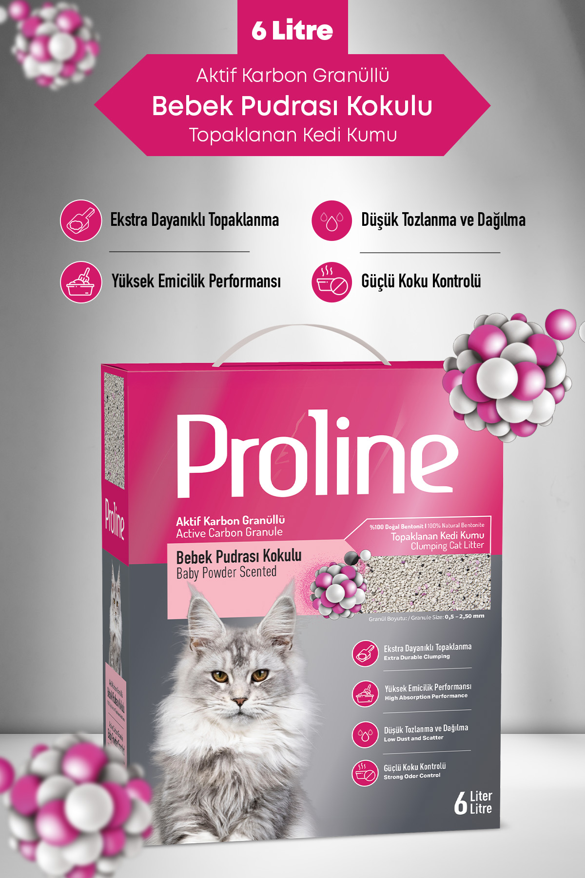 Proline Bebek Pudrası Kokulu Kedi Kumu 6 L