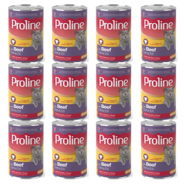 Proline Dana Etli Sos İçinde Et Parçacıklı Yetişkin Kedi Konserve x 12 Adet