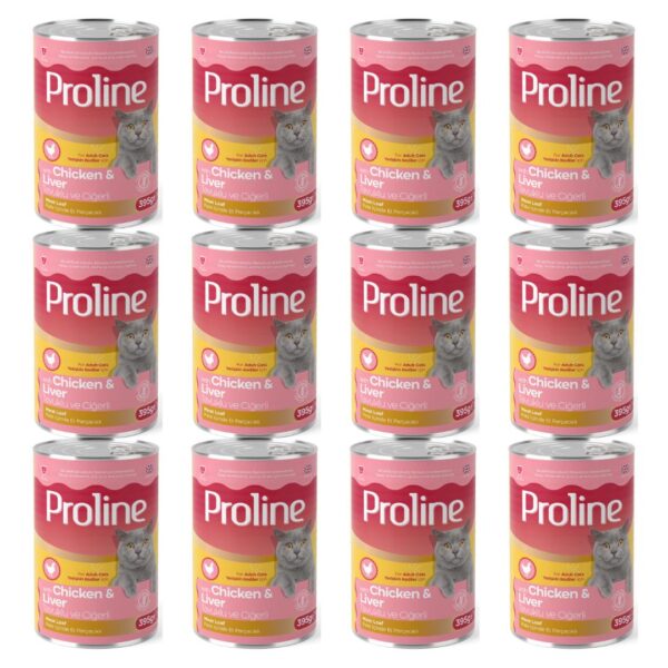 Proline Tavuklu ve Ciğerli Pate İçinde Et Parçacıklı Yetişkin Kedi Konserve x 12 Adet