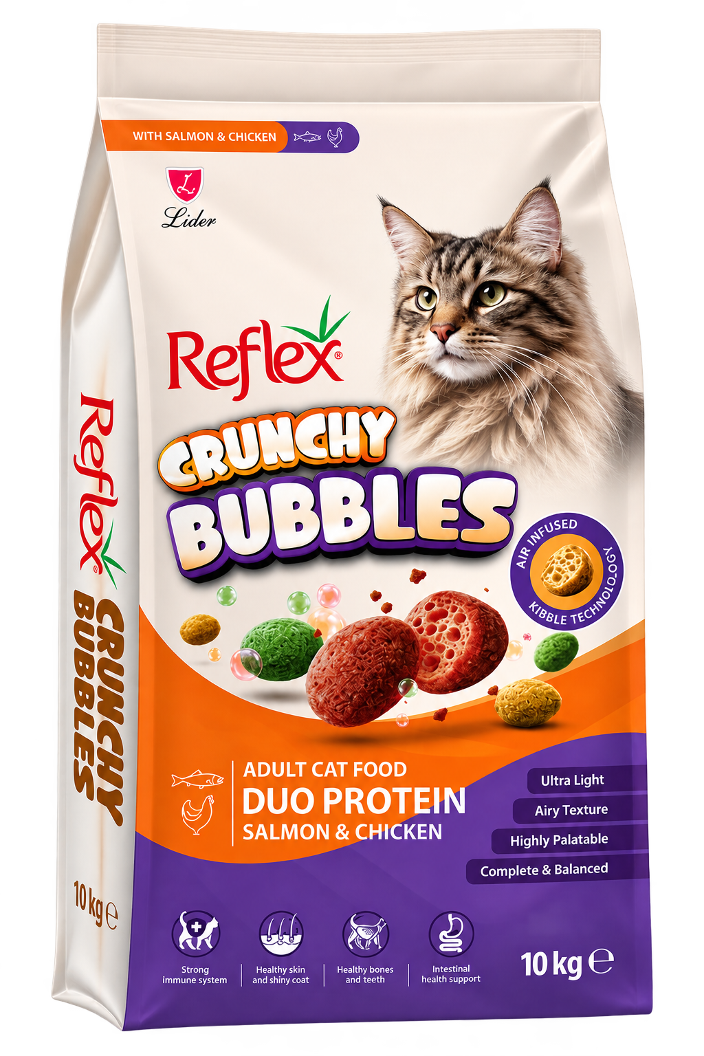 reflex crunchy bubble duo protein yetişkin somonlu ve tavuklu kedi maması