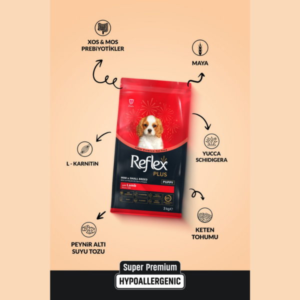 Reflex Plus Kuzu Etli Mini ve Küçük Irk Yavru Köpek Maması 3 kg - Görsel 2