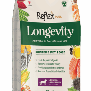 REFLEX PLUS LONGEVITY ORTA VE BÜYÜK IRK YETİŞKİN KÖPEK MAMASI 8 KG
