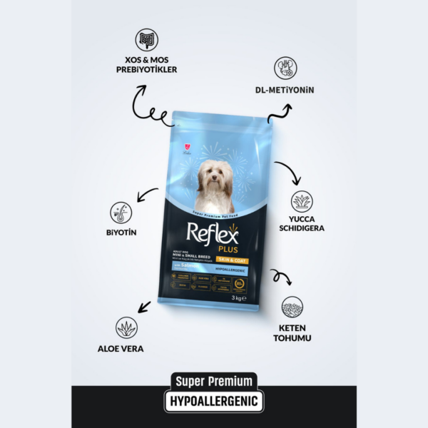 Reflex Plus Skin&Coat Somonlu Mini ve Küçük Irk Yetişkin Köpek Maması 3 kg - Görsel 2