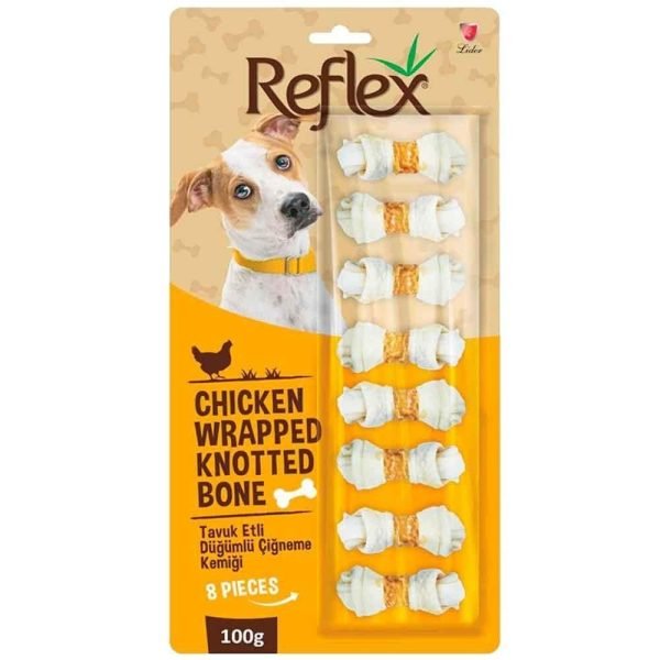 Reflex Tavuk Etli Düğümlü Köpek Çiğneme Kemiği 8'li 100 Gr
