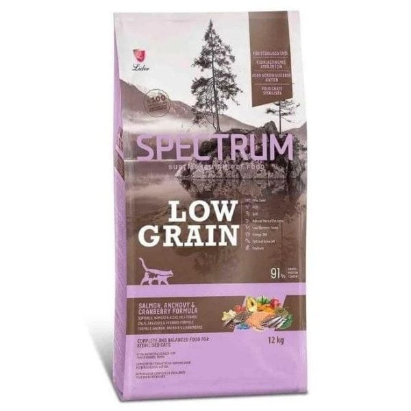 Spectrum Low Grain Kısırlaştırılmış Yetişkin Kedi Maması Somonlu & Hamsili & Kızılcıklı 12 kg