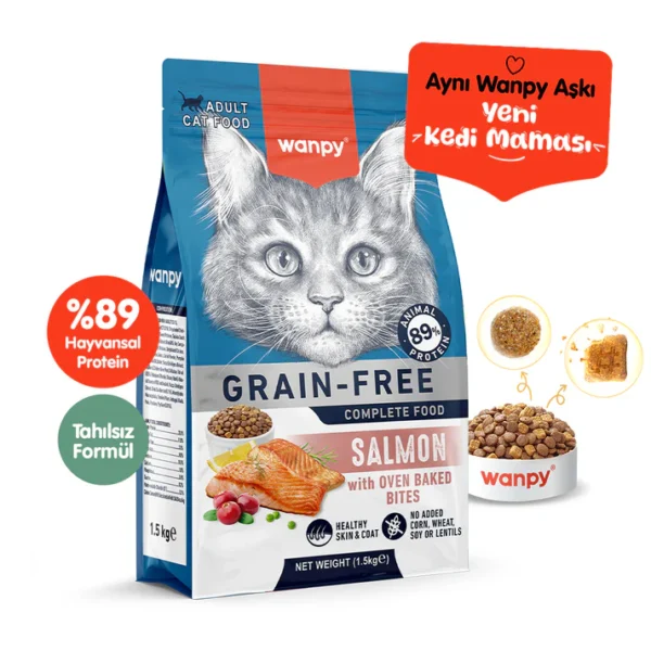Wanpy Tahılsız Somonlu Yetişkin Kedi Maması 1.5kg